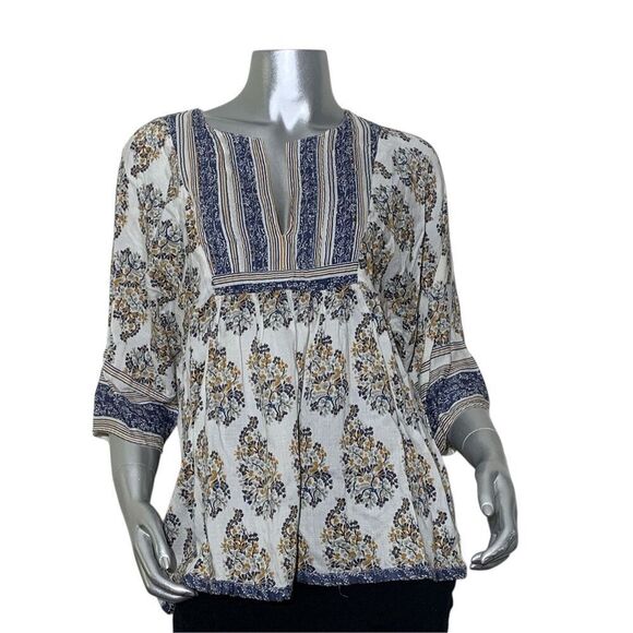 ✨Lucky Brand Mixed Print Peasant Sz Large Top✨ - Picture 8 of 12